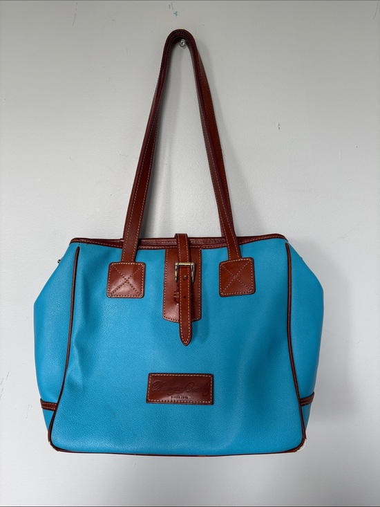 Dooney &Bourrke Handbags - Doonie &Bourke TurquoiseTote with Brown Leather Trim ( some damage on bottom edg